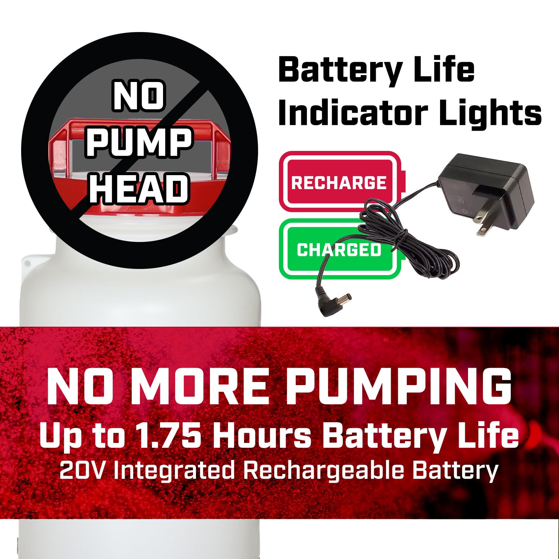 Chapin 27504: 2-Gallon ProSeries 20V Integrated Battery Rechargeable Multi-Purpose Tank Sprayer for Lawn & Garden, Fertilizers, Insect Control and Weed Killers, 1-Pack, Translucent White - Image 3