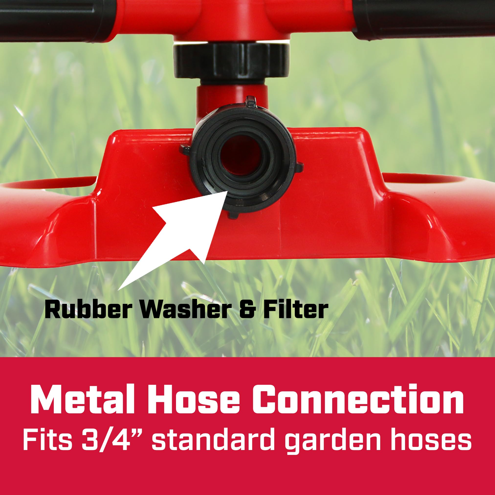 Chapin 3 Arm Rotary Sprinkler, Red, Up to 40 ft Coverage, Lawn Sprinkler, Small Area Yards and Garden Watering - Image 4