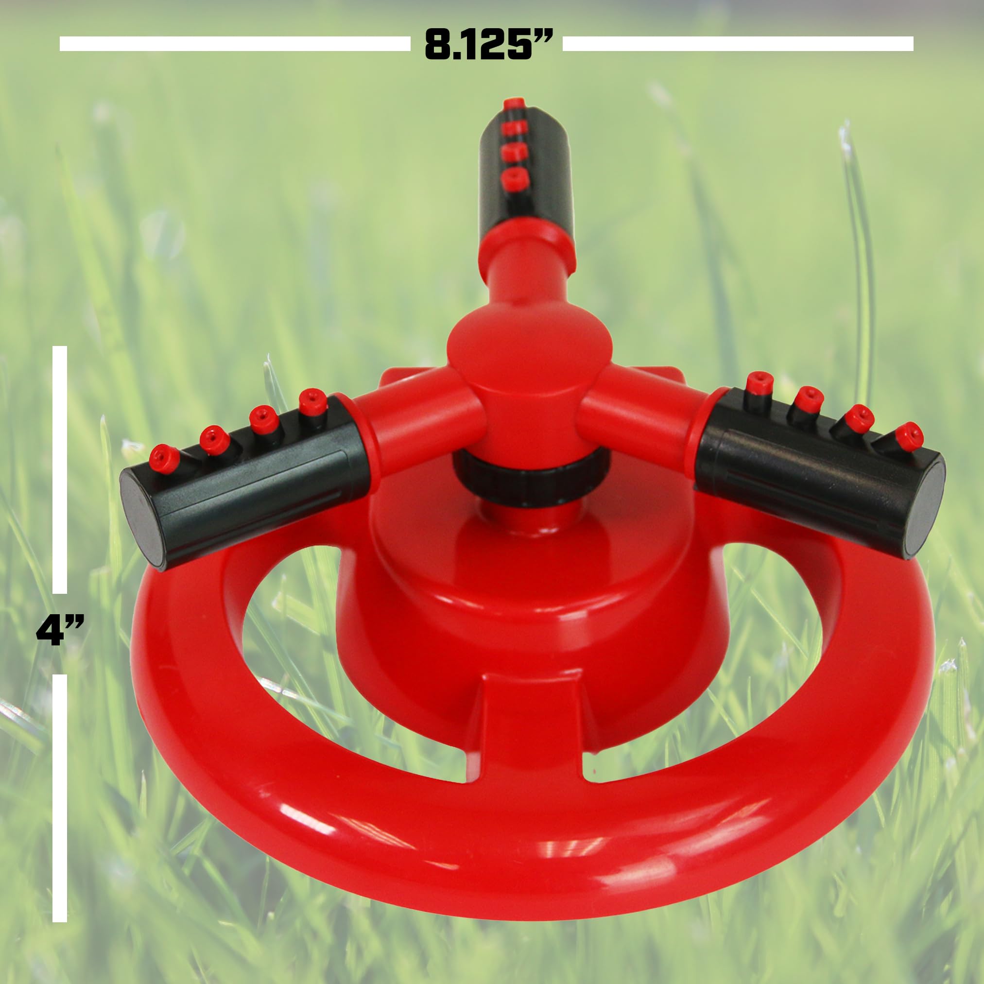 Chapin 3 Arm Rotary Sprinkler, Red, Up to 40 ft Coverage, Lawn Sprinkler, Small Area Yards and Garden Watering - Image 5