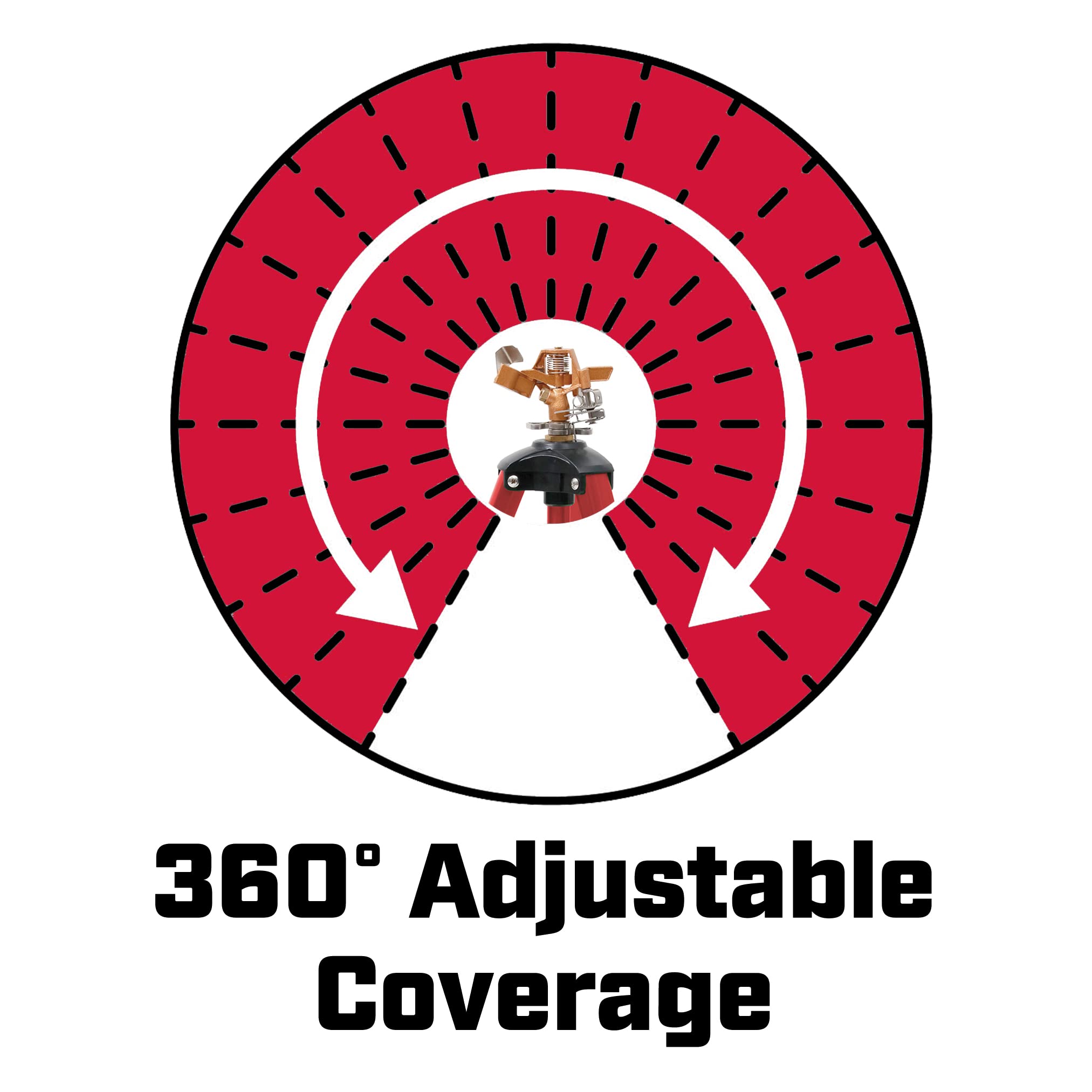 Chapin 4993: Heavy Duty Brass Head Tripod Impact Lawn Sprinkler, 360 Degree Coverage for Large Lawns, Golf Courses, Gardens, Adjustable Height, Gooseneck Hose Connection, Red and Black - Image 6