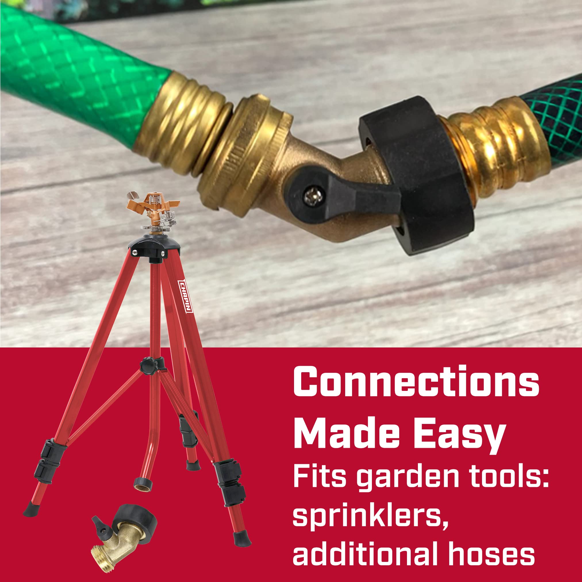 Chapin 6-9450: Gooseneck Shut Off Hose Coupling, Heavy Duty Brass Valve Garden Hose Connector, Set of 2 - Image 3