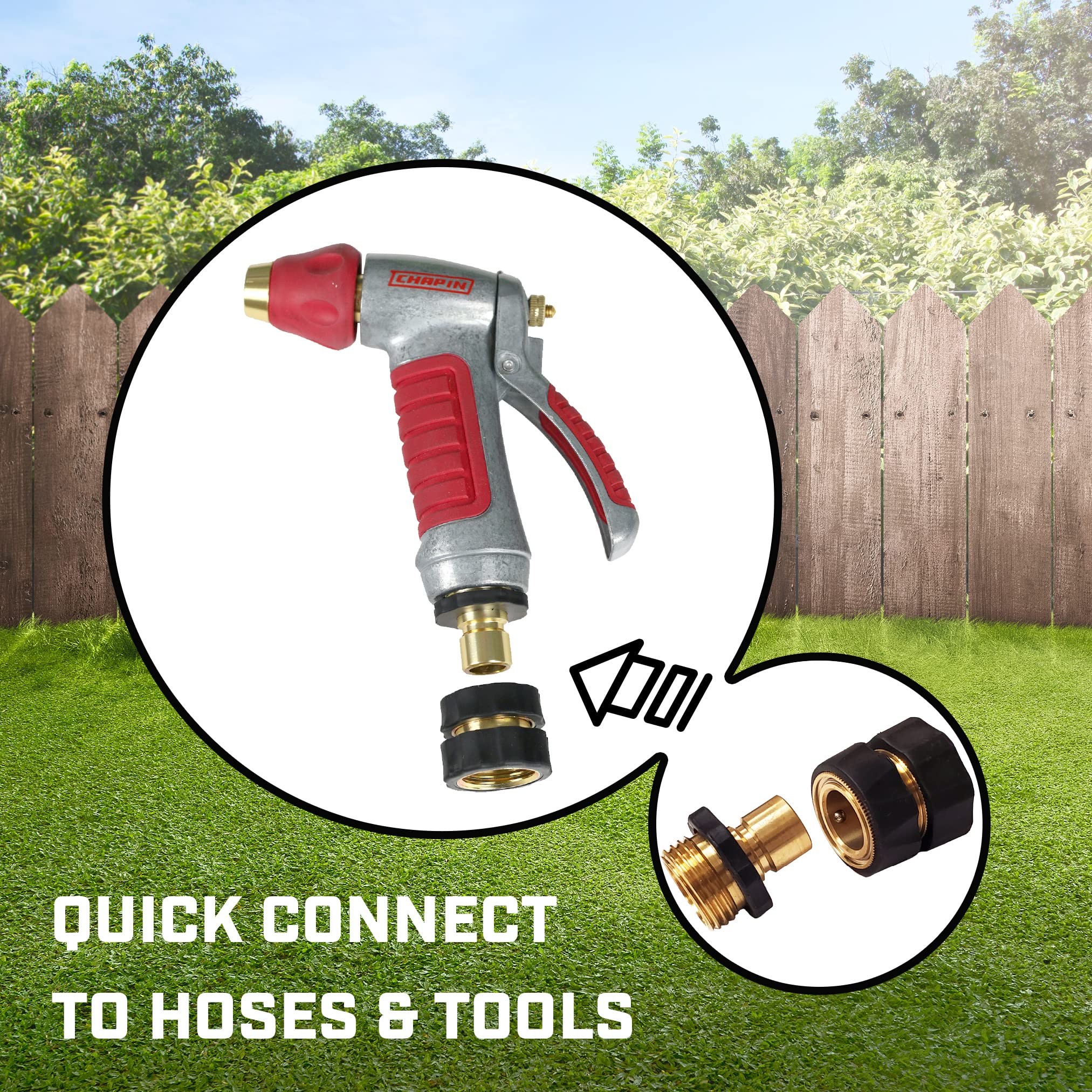 Chapin 6-9454: 3/4 Inch Garden Hose Quick-Connect Fittings Male and Female 2-Piece Assembly, Set of 2 - Image 3