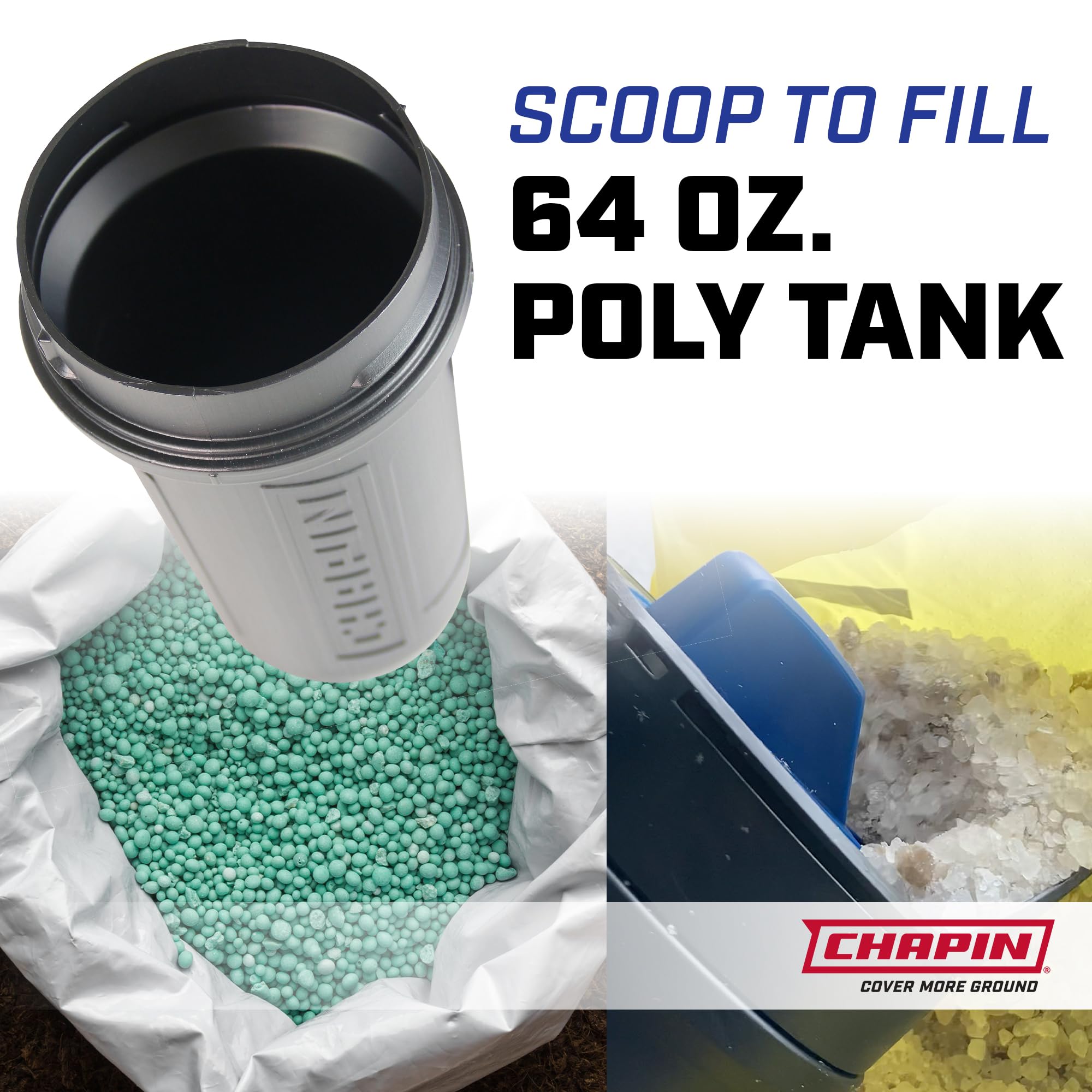 Chapin 8740A: 64-Ounce Black Poly Hand Shaker Spreader for Turf, Fertilizer, Grass Seed, Salt and Sand, Year-Round Use, Large Grip Handle with 3 Openings for Pellets and Particles - Image 3