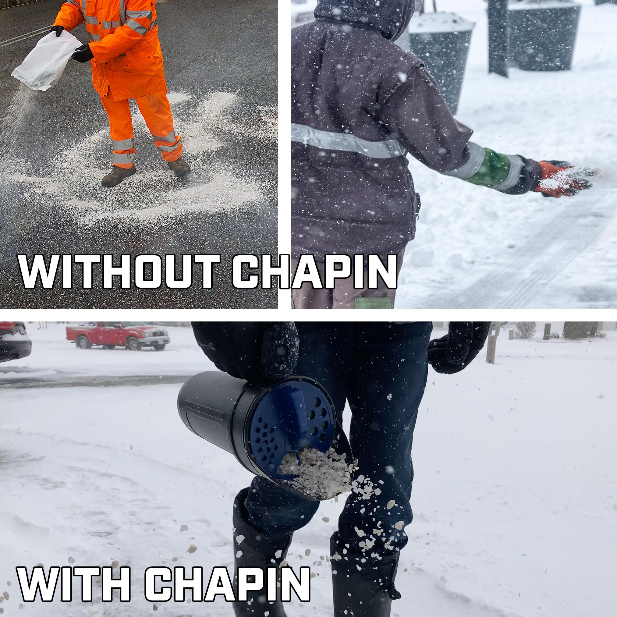 Chapin 8740A: 64-Ounce Black Poly Hand Shaker Spreader for Turf, Fertilizer, Grass Seed, Salt and Sand, Year-Round Use, Large Grip Handle with 3 Openings for Pellets and Particles - Image 8