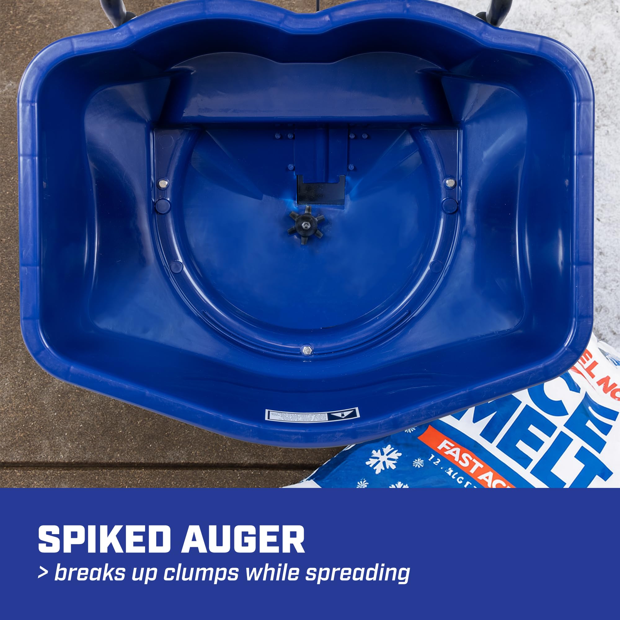 Chapin 88200A Spreader, Salt, Ice Melt, All Season, SaltPro, Walk Behind, Spiked Auger, Adjustable Baffles, 12" Tires, Coated Steel Frame, Enclosed Gears, Weather-Resistant, Rain Cover, 80Lbs - Image 6