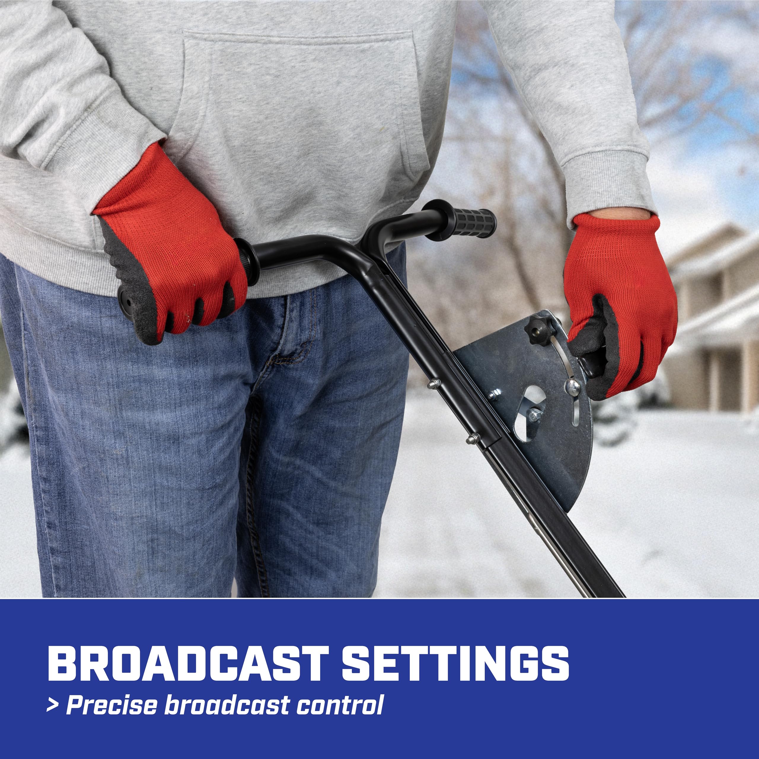 Chapin 88300B Spreader, Salt, Ice Melt, Contractor, SaltPro, Walk Behind, Spiked Auger, Adjustable Baffles, 12" Tires, Lever Control, Enclosed Gears, Weather-Resistant, Rain Cover, 80Lbs - Image 4